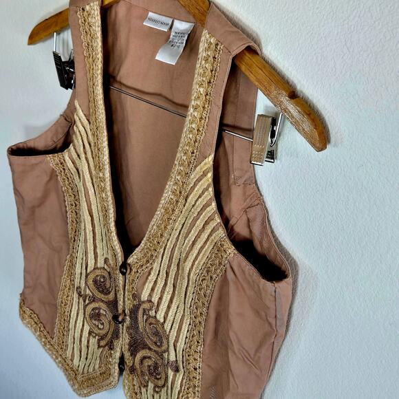 Size 10 –  Embroidered Cotton Vest in Tan - Picture 3 of 5
